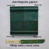 Zavoskovaná vzorka kriedovej farby Annie Sloan amsterdam green.