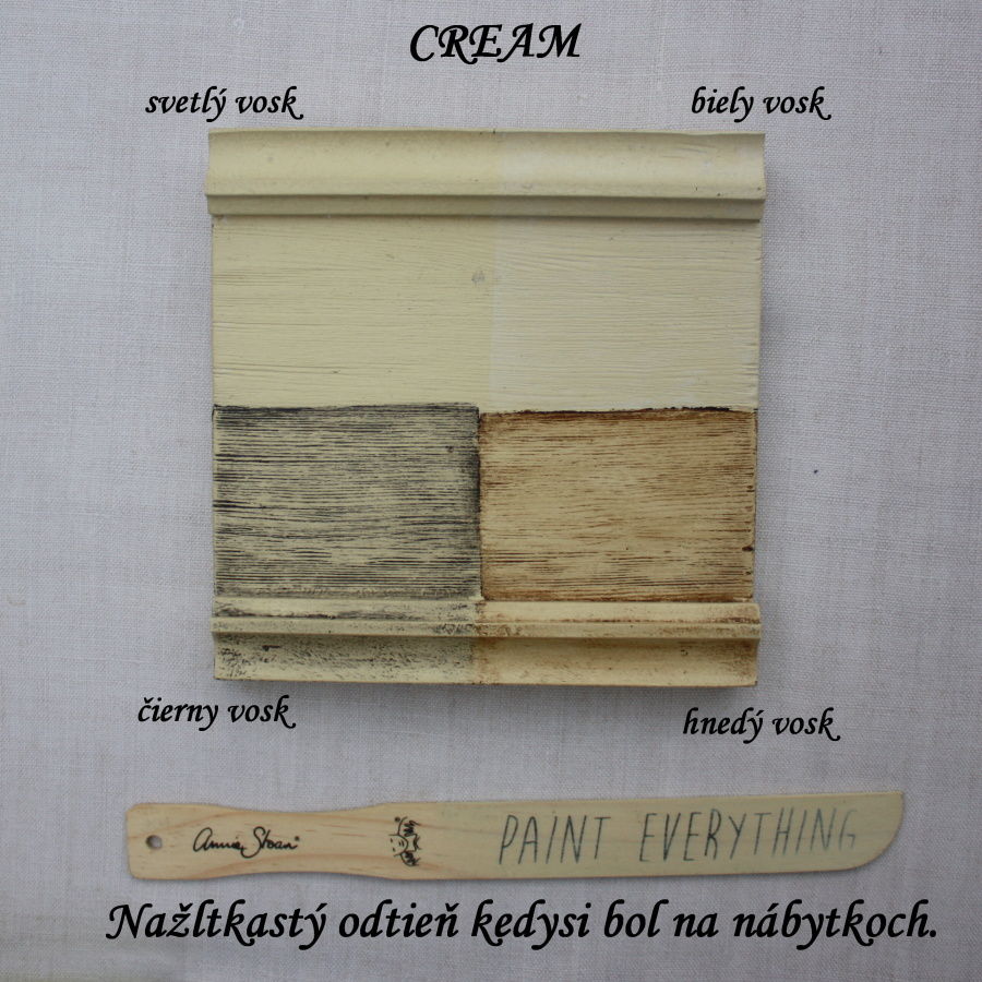 Zavoskovaná vzorka kriedovej farby cream.